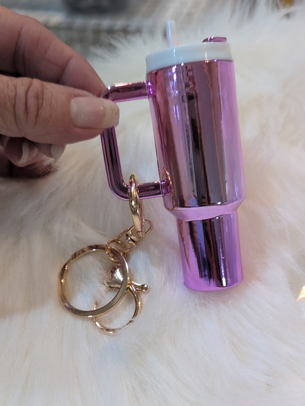 Pink Metallic Tumbler Keychain Bagcharm